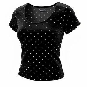 Abercrombie & Fitch Velour Polka Dot Lettuce Sleeve Shirt Top Black M Whimsigoth